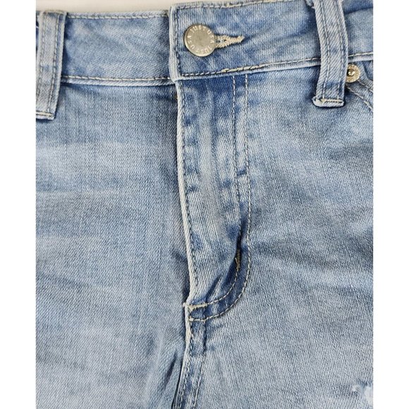 Just USA Shorts Womens Medium Blue Denim Preppy Frayed Ripped Distressed Pockets - Picture 8 of 11